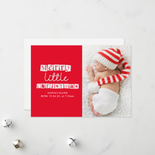 faire-part de naissance de noël moderne rouge