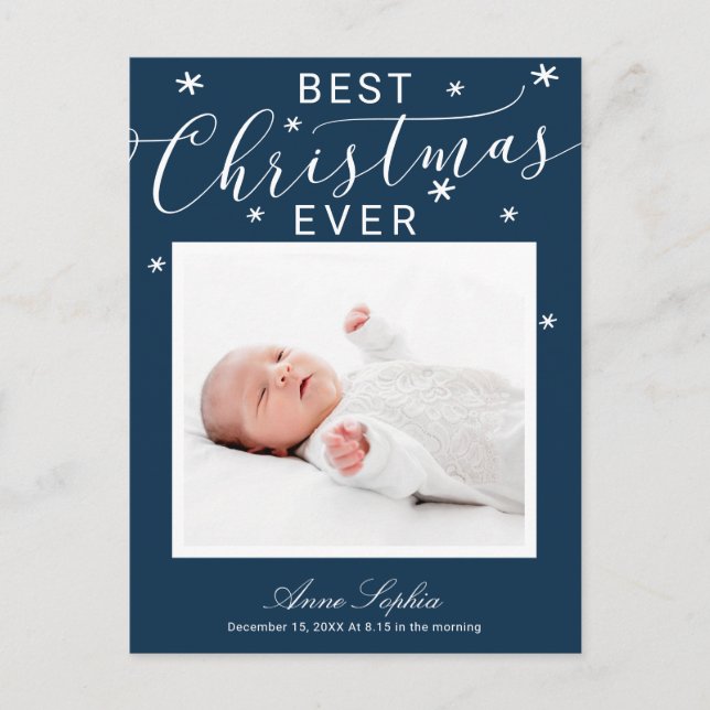 Faire-part de naissance de Noël Photo Script éléga (Devant)