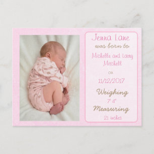 Faire-part de naissance de petite fille rose