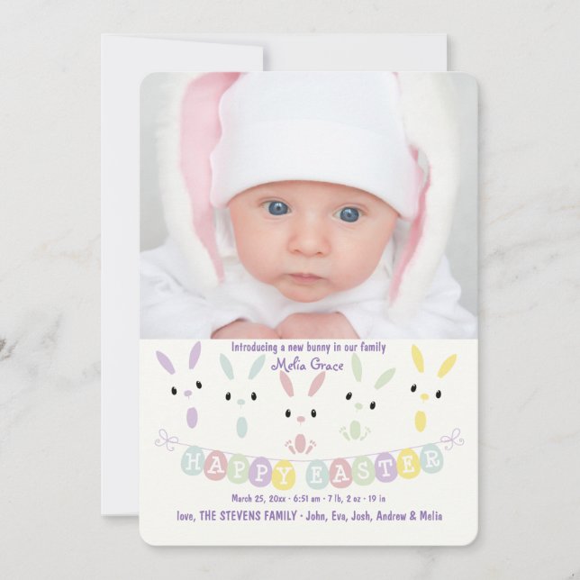 Faire-part de naissance de photo de bannière de (Devant)