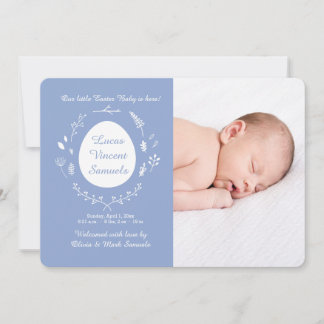 Faire-part de naissance de photo de bleus layette
