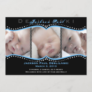 Faire-part de naissance de photo de point de polka