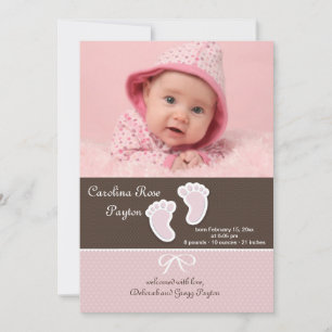 Faire-part de naissance de photo d'empreintes de