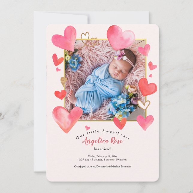 Faire-part de naissance de photos du cadre cardiaq (Devant)