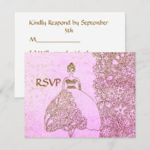 Faire-part de naissance de princesse rose et or po
