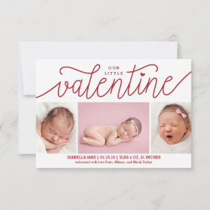 Faire-part de naissance de Saint-Valentin avec des