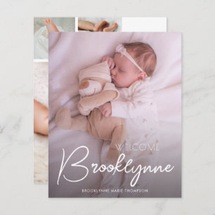 Faire-part de naissance de script blanc de la phot