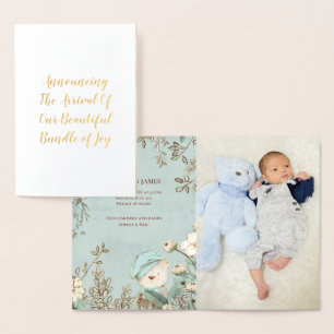 Faire-part de naissance de script photo vintage Cu