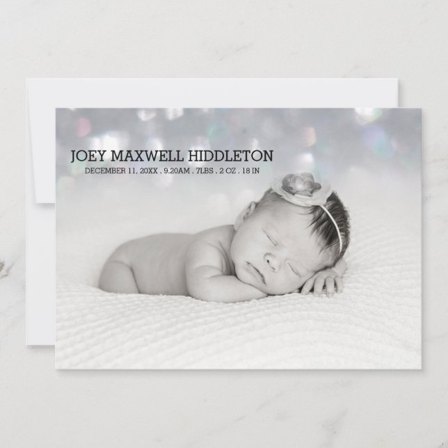 Faire-part de naissance Deux Photos Beau Bokeh (Devant)