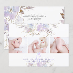 Faire-part de naissance Douche Merci U Purple Swee