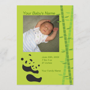 Faire-part de naissance d'ours panda de bébé -