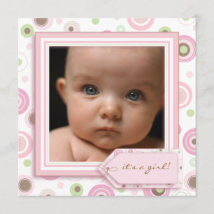 Faire-part de naissance doux de bébé de rose de