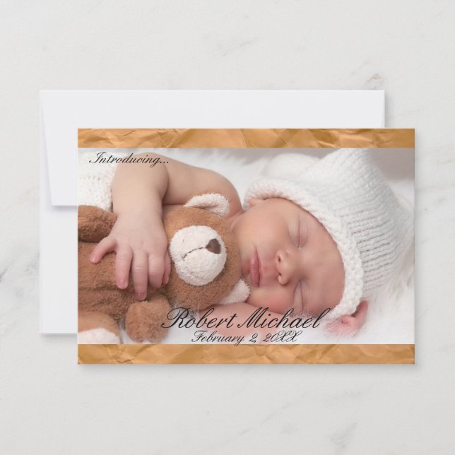 Faire-part de naissance d'un beau garçon rustique  (Devant)
