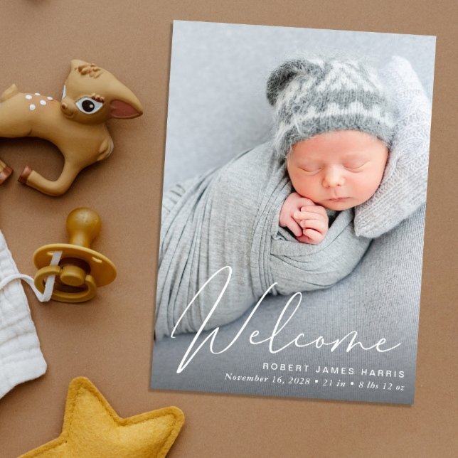 Faire-part de naissance écriture blanche Bienvenue (Créateur téléchargé)