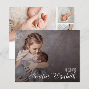 Faire-part de naissance élégant à photo multiple b