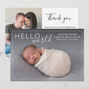 Faire-part de naissance élégant avec 2 photos