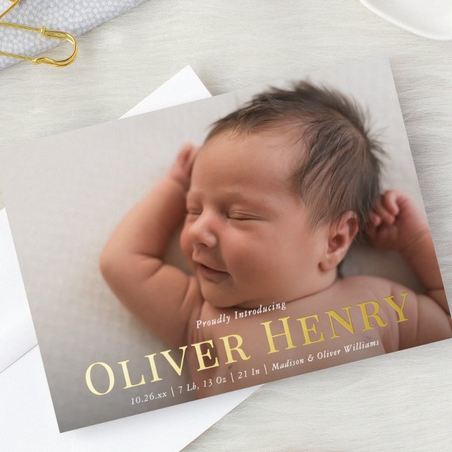 Faire-part de naissance élégant avec photo complèt (Créateur téléchargé)