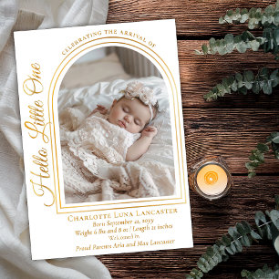 Faire-part de naissance élégant avec photo en arc 