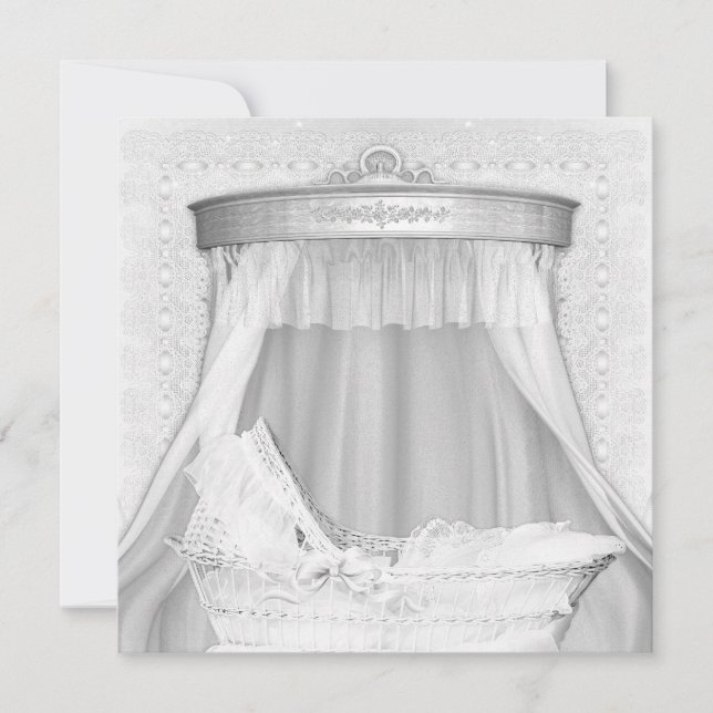 Faire-part de naissance élégant blanc pur (Devant)