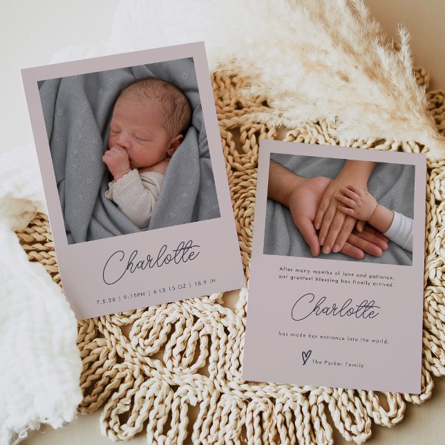 Faire-part de naissance Elegant Blush pour nouveau (Créateur téléchargé)