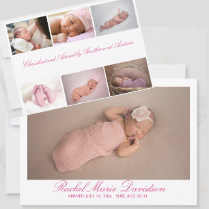 Faire-part de naissance élégant en collage photo p