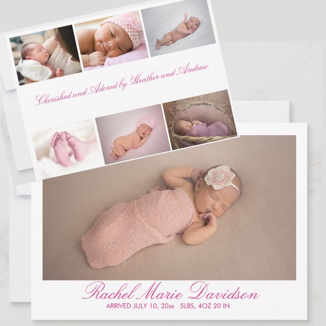 Faire-part de naissance élégant en collage photo p (Créateur téléchargé)