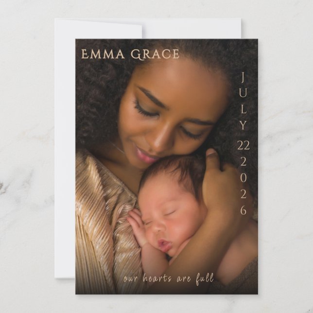 Faire-part de naissance élégant moderne avec photo (Devant)