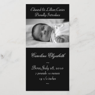 Faire-part de naissance élégant noir et blanc pour