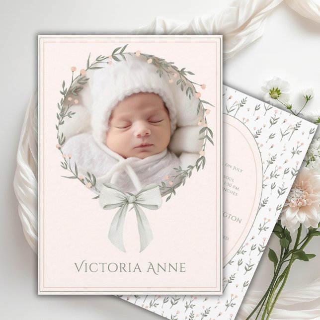 Faire-part de naissance élégant vintage pour bébé  (Créateur téléchargé)