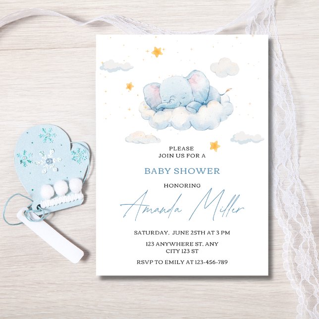 Faire-part de naissance éléphant, Baby Shower Garç (Créateur téléchargé)