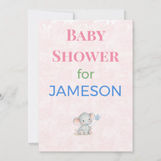 Faire-part de naissance éléphant personnalisé avec