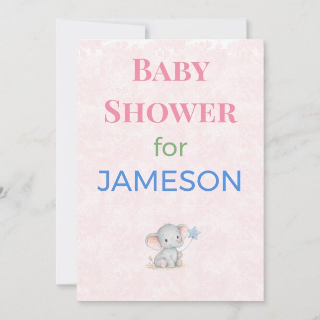 Faire-part de naissance éléphant personnalisé avec (Devant)