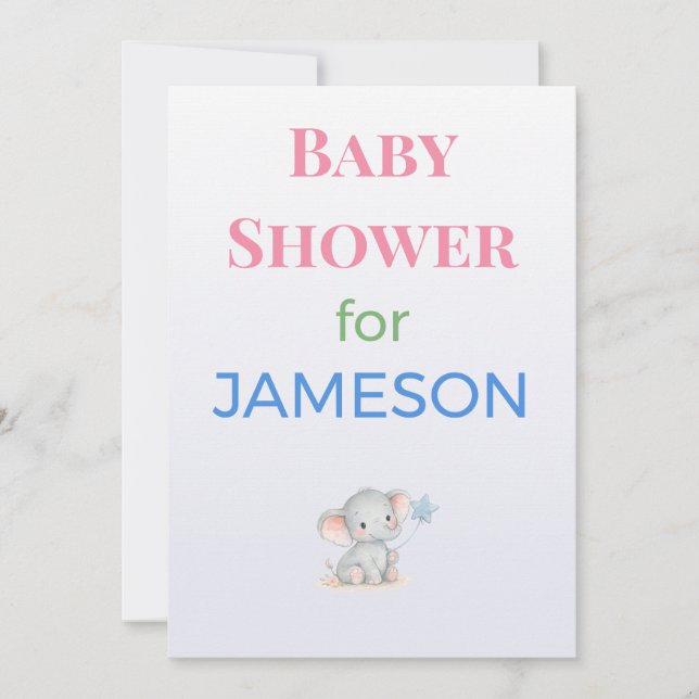 Faire-part de naissance éléphant personnalisé avec (Devant)