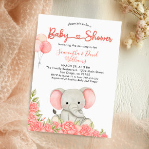 Faire-part de naissance éléphant rose charmant