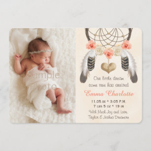 Faire-part de naissance en bon état de Boho