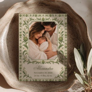 Faire-part de naissance en carreau botanique photo