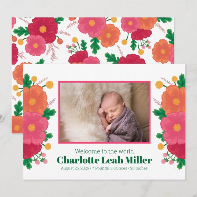 Faire-part de naissance en gras (Devant / Derrière)