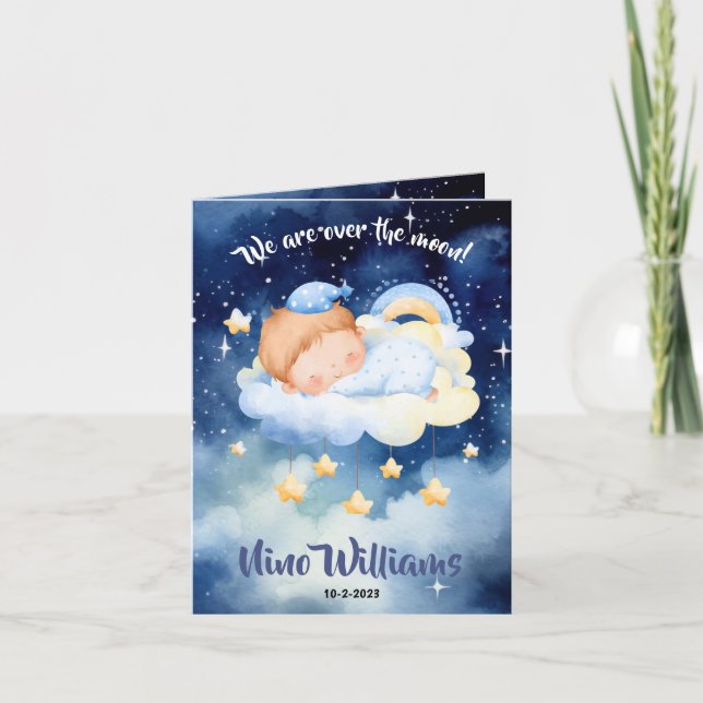 Faire-part de naissance fantaisiste garçon - Nuage (Devant)