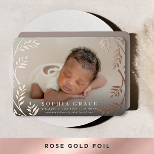 Faire-part de naissance Feuille de laurier dorée