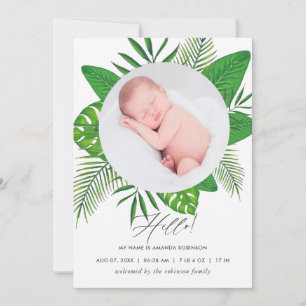 Faire-part de naissance Feuille tropical