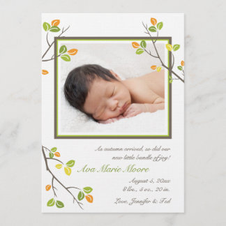 Faire-part de naissance Feuilles et Branches