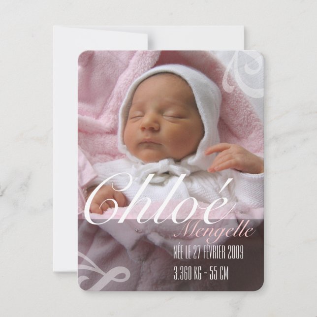 Faire-part de naissance - Fille (Devant)