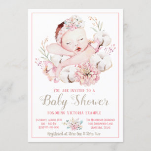 Faire-part de naissance fille aquarelle pour Baby