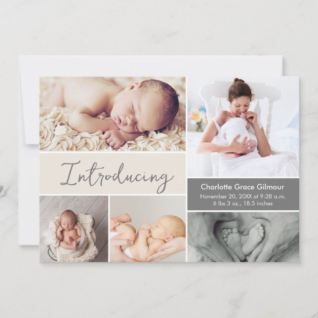 Faire-part de naissance fille bébé au format carte (Devant)