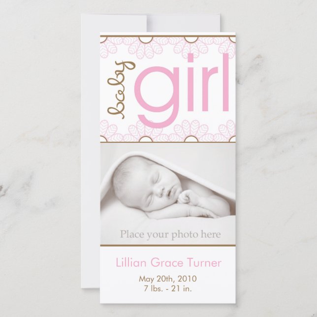 Faire-part de naissance fille - Carte photo (Devant)