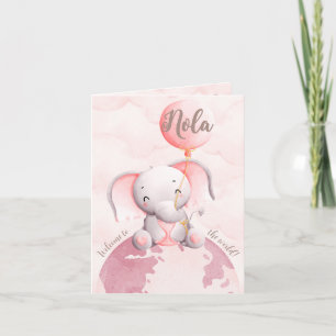 Faire-part de naissance Fille - Éléphant Mignon su