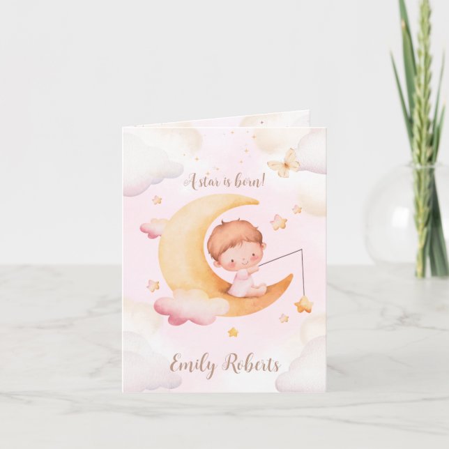 Faire-part de naissance fille - Fille de l'étoile  (Devant)