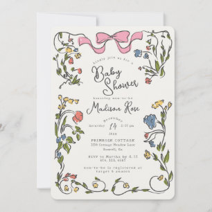 Faire-Part de Naissance Fille Floral Fantaisiste