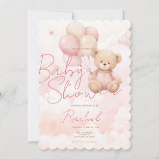 Faire-part de naissance fille ours en peluche vint