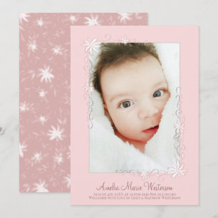 Faire-part de naissance fille rose Vintage